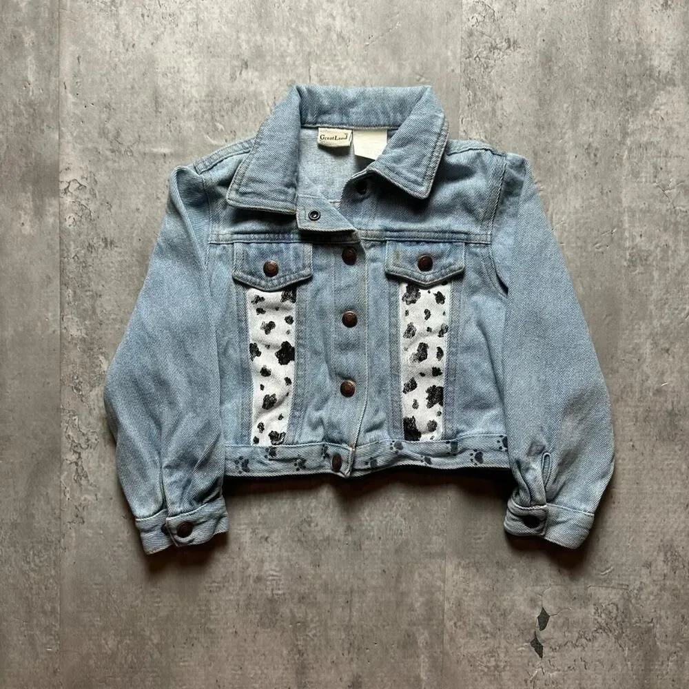 vintage GreatLand 101 Dalmatians Style Hand-Painted Denim Jacket